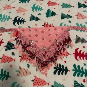 pink y2k fringe beaded bandana